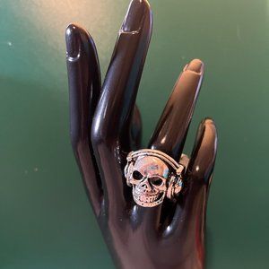 Bikers Ring Skull Wearing Headphones  Size 8